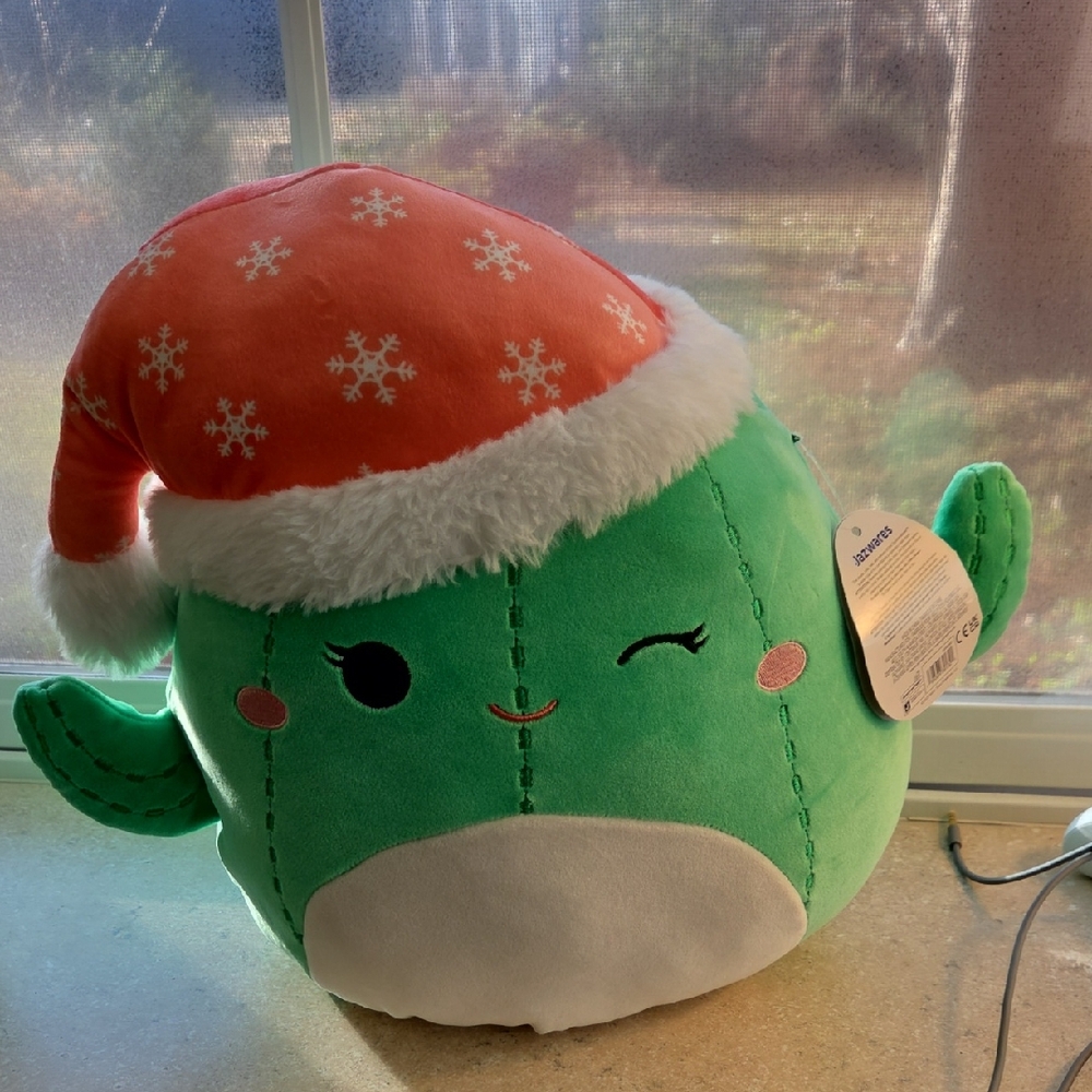 Squishmallows Green Cactus with Festive Red Hat 12 Inches